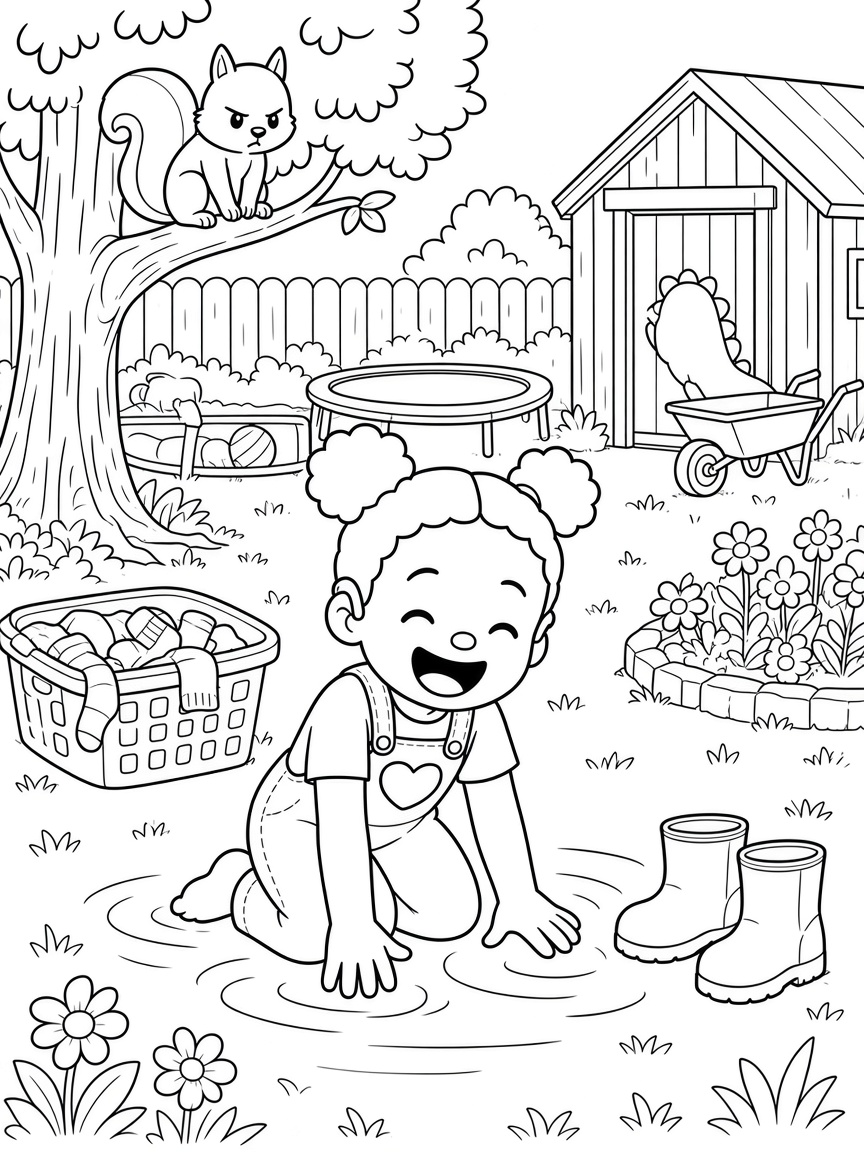 Colouring page for Where's Rumble?, hard level