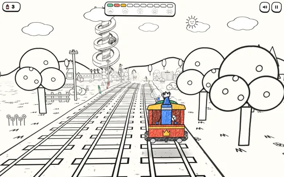 Rattle Junction Express: the Paper Train rolls down the track collecting crayons